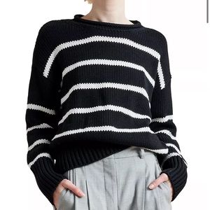 La Ligne Marina sweater.  Black and white stripe.  Size M